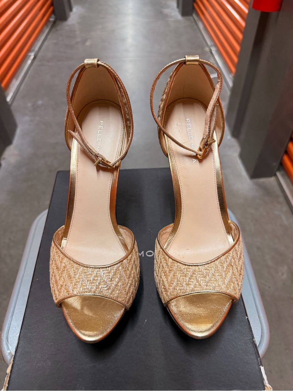 Pelle Moda Tan Woven Platform Peep Toe Heels - Picture 6 of 8